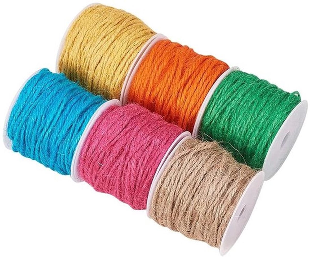 Jute Touw 15 Rollen - 2 mm Dikte - Natuurlijke Hennep - Sterk en Duurzaam - Ambachtelijk Gebruik - Perfect voor Inpakken