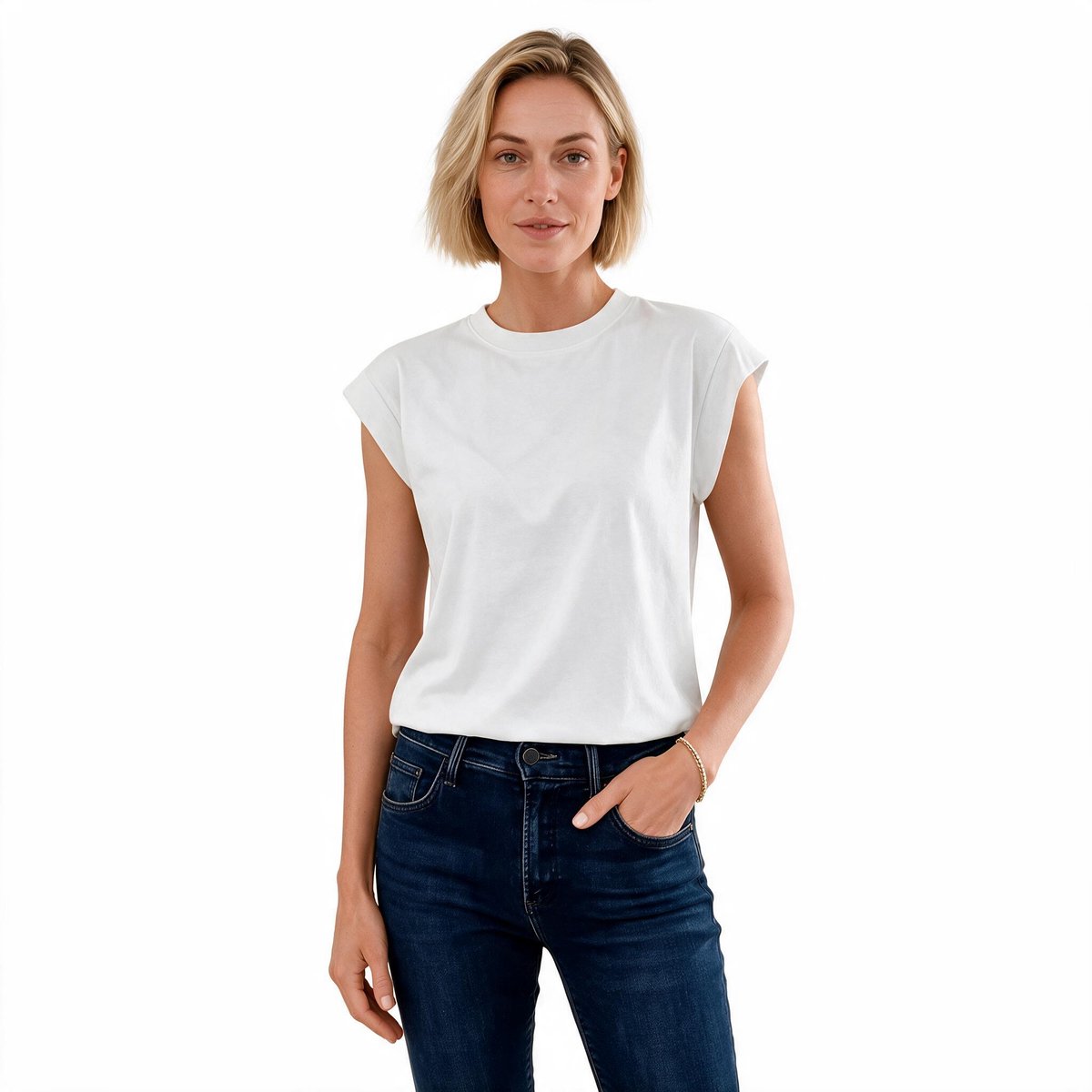 Imily Bela Dames Cropped T-shirt met Kapmouwen