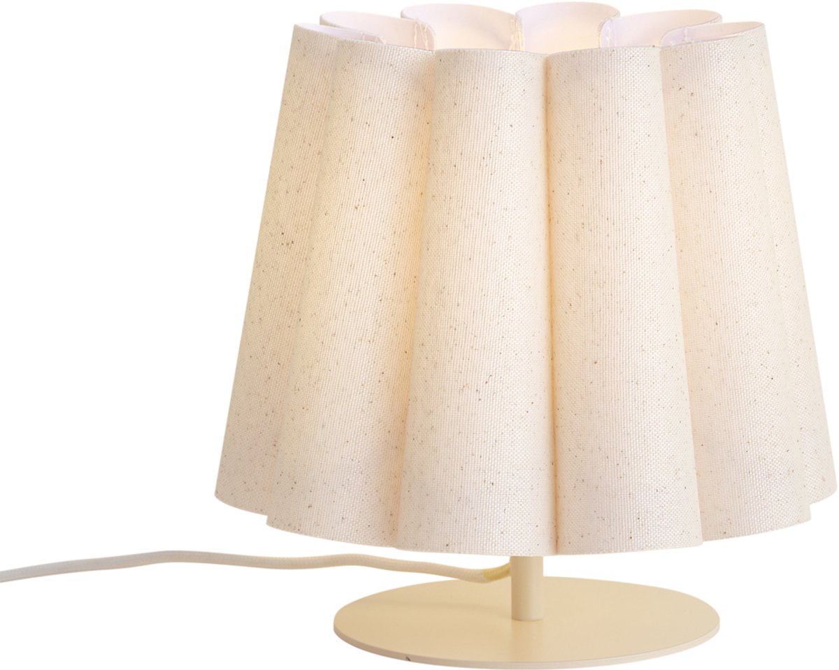 Qazqa japandi tafellamp - Jenni - beige, rond, max. 15W, geschikt voor led, 22cm, ideaal als slaapkamer en woonkamer lamp
