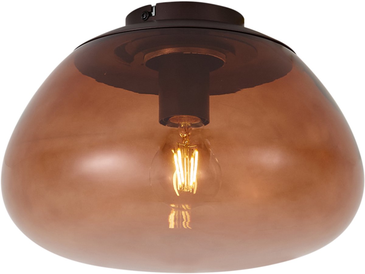 Qazqa retro plafondlamp - Giselle - bruin, rond, 30cm, ideaal als hal, slaapkamer en woonkamer lamp