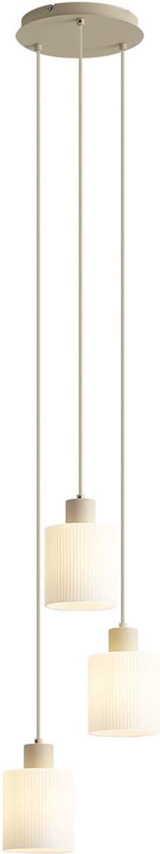 Qazqa japandi hanglamp - Wisp - beige, rond, 3-lichts, 29cm, ideaal als lamp