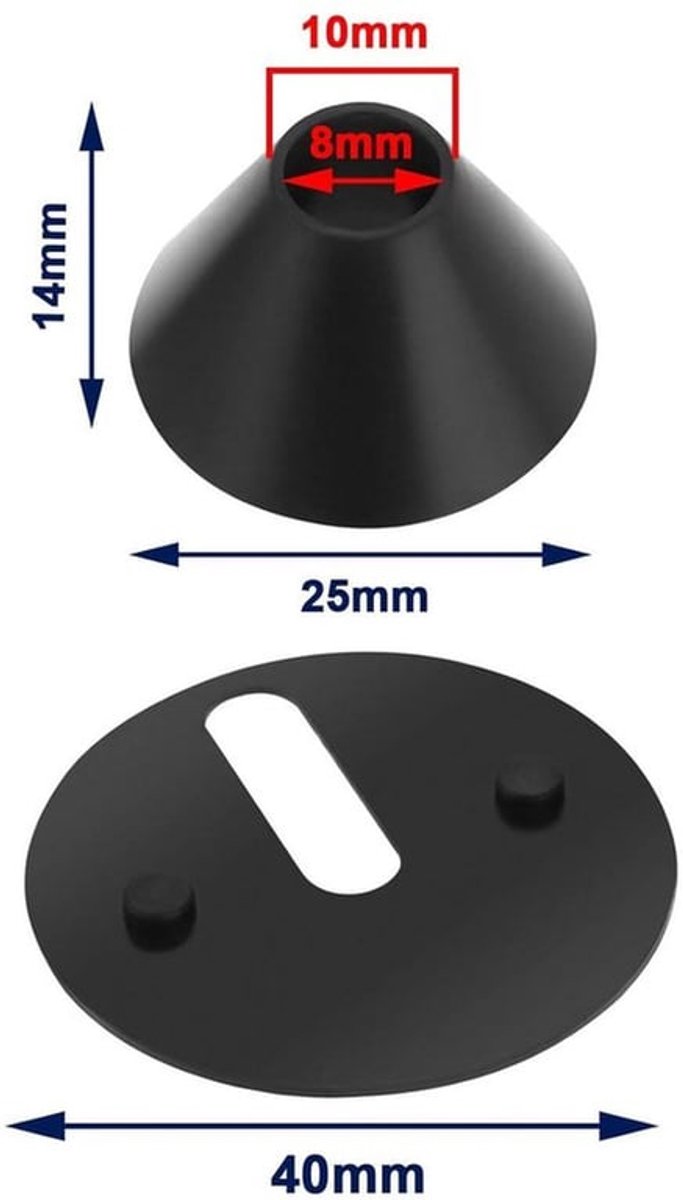 Toilet Scharnier Set - Rubber Vervanging - Antislip - Zwart - Montage - Badkamer Accessoires - WC Seat - Toiletbril - 16 Stuks - Geschikt voor Wasmachines M8 - Conische Pad - 40mm - Base Plaat - WC Scharnier Bevestigingen