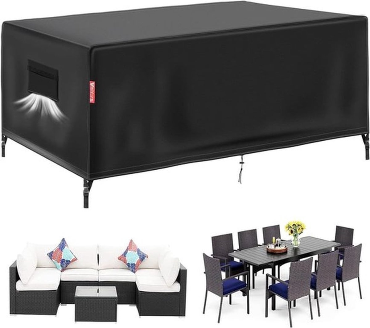 Beschermhoes Waterdicht - Tuinmeubelen - 420D Oxford - Voor Tuintafels - 150x150x74 cm - Winterbestendig - Tuinmeubelhoes