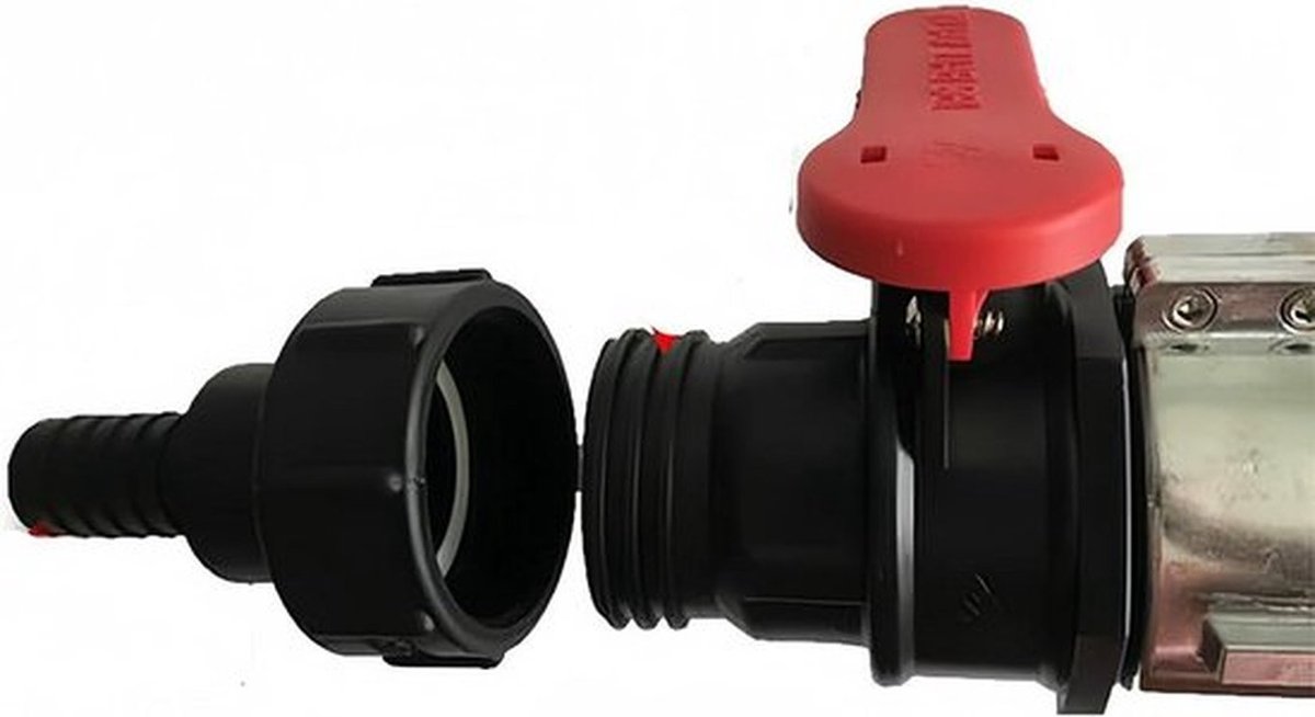 Tuinslangadapter - Schroefdraadaansluiting - 60mm - IBC - Watertank - 1000L - Geschikt voor tuinslangen - Zwart.