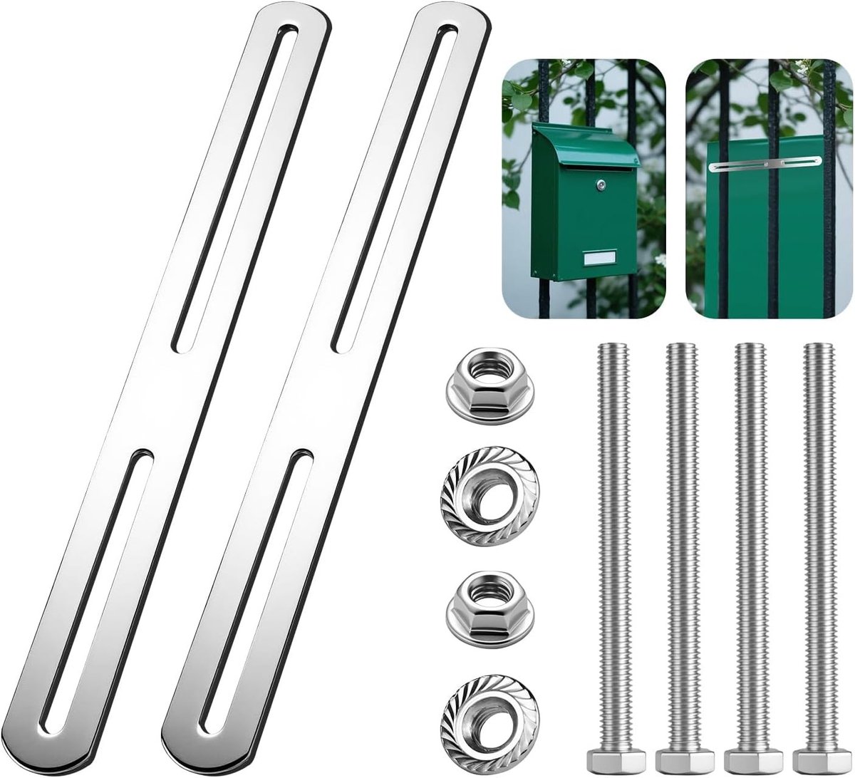 Bevestigingsset voor Hekbrievenbus - Zilver - 275 x 24 mm - Voor Eenvoudige Montage