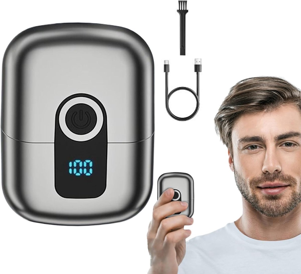 Elektrisch scheerapparaat voor mannen, elektrisch gezichtsscheerapparaat voor mannen met led-display, waterdichte verzorgingsset, waterdichte oplaadbare trimmer met led-display.