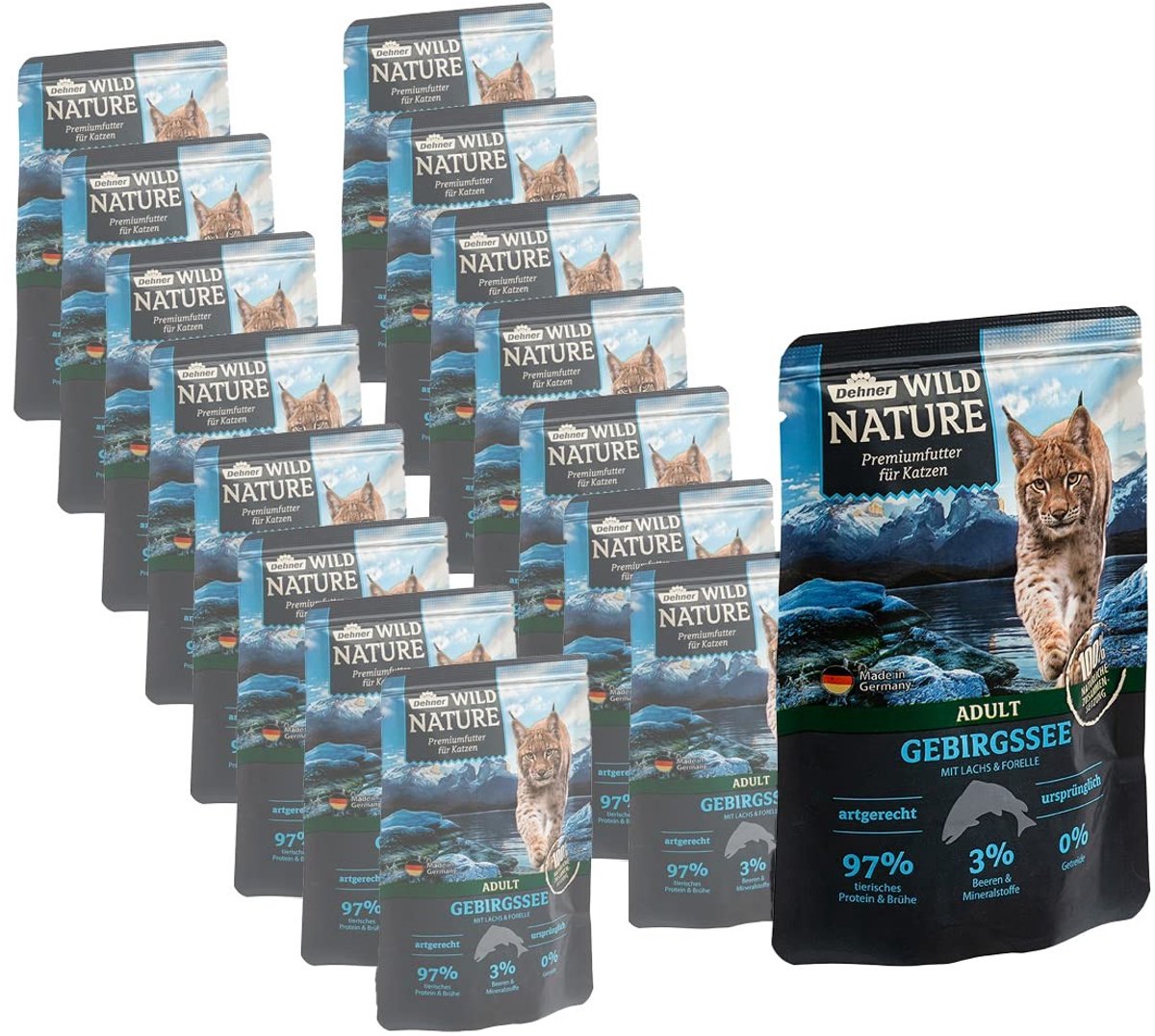 Solidchoice - Wild Nature Natvoer voor Volwassen Katten met Zalm en Forel, 16 Zakjes