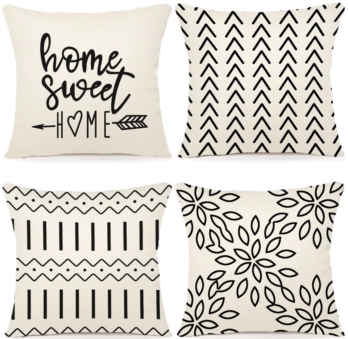 Solidchoice - Set van 4 Kussenhoezen van Linnen Decoratieve Kussenhoezen voor Sofa 50x50cm