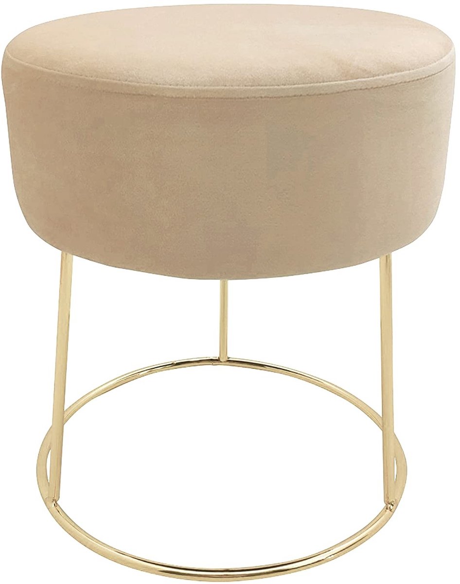 Solidchoice - Ronde Velvet Poef met Gouden Poten, 150 kg Draagcapaciteit