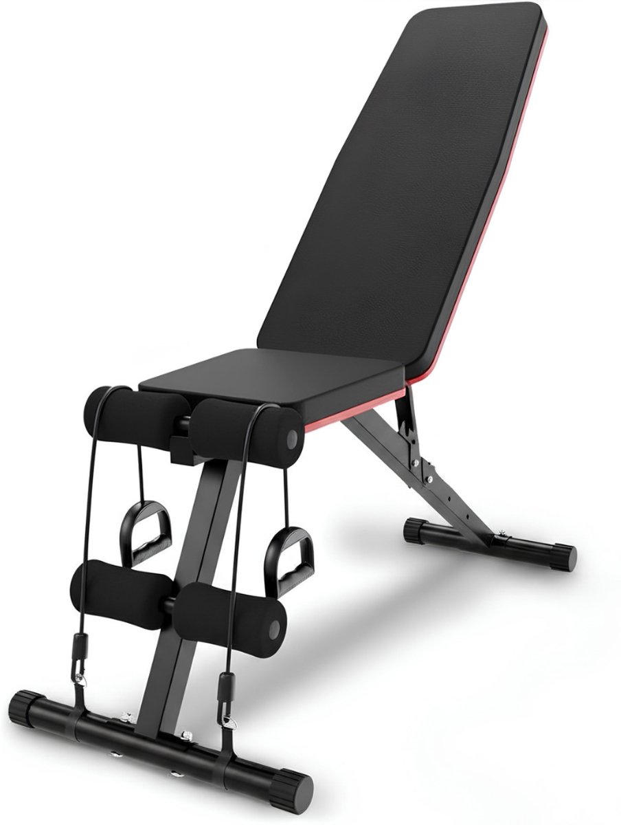 KIRA® Fitnessbank - Verstelbare Halterbank voor Krachttraining - Opvouwbare Fitnessbank - Zwart - 114cm x 43cm x 120cm