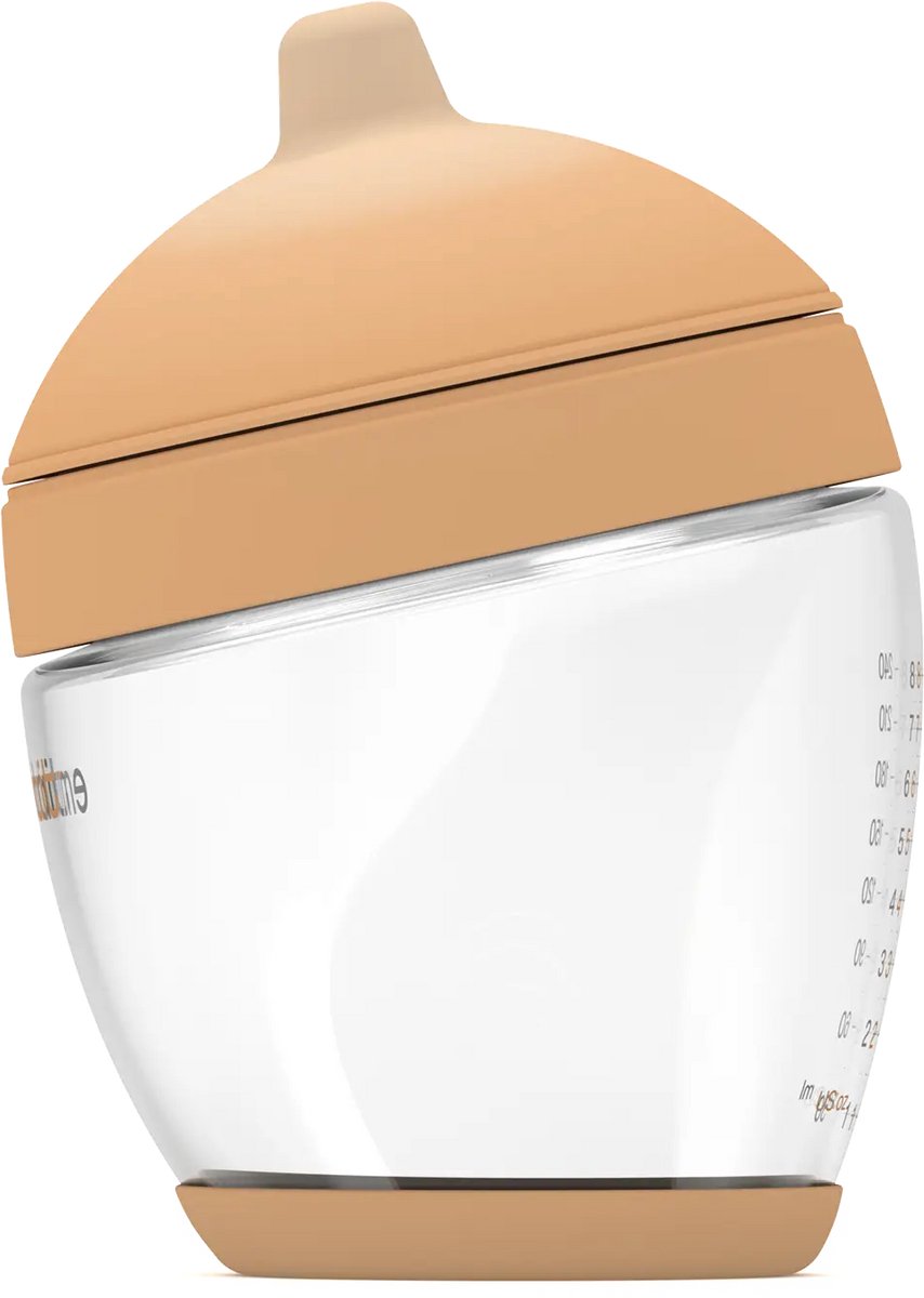 Emulait Classic Glazen Babyfles - Kleur: Light - Maat: 1 - 240 ml - borstvormig - natuurlijk voeden - anti-koliek - bpa-vrij