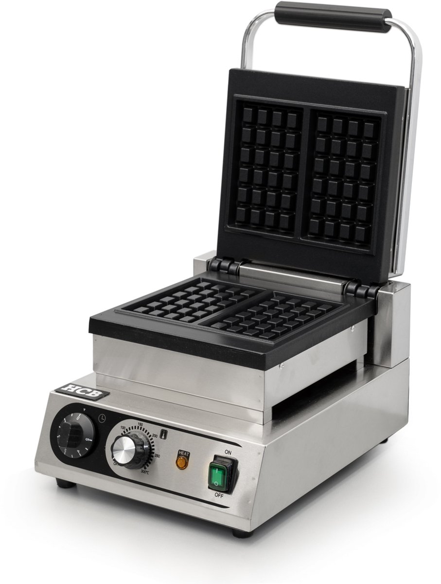 HCB® - Professioneel horeca Wafelijzer voor 2 Luikse wafels - Wafelmaker van RVS