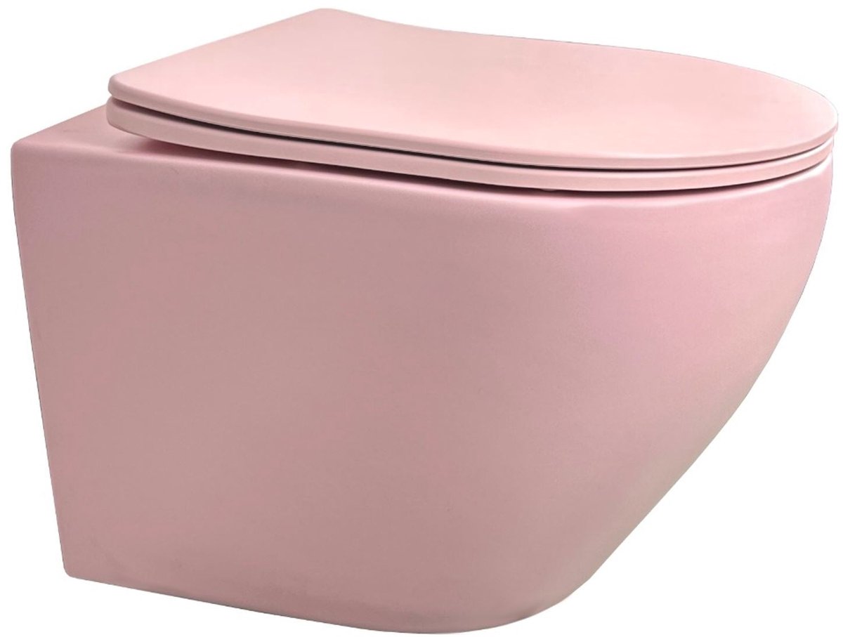 Wandcloset Sanitado rainbow randloos met softclose toiletzitting in mat roze