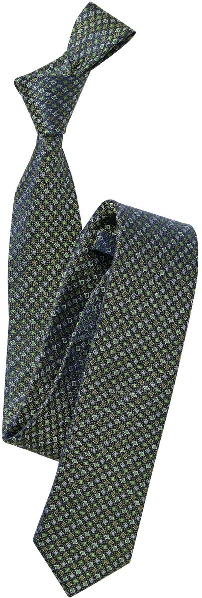 VENTI stropdas - donkerblauw - groen - grijs dessin