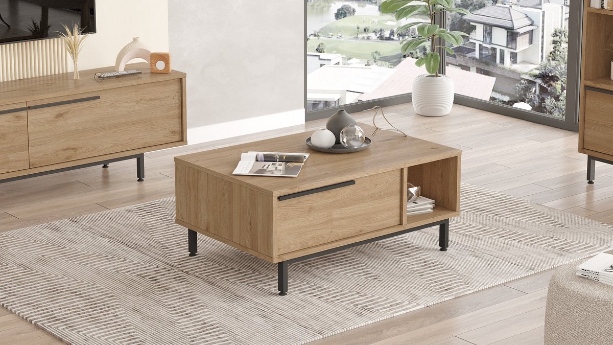 Asir - Salontafel - Walnoot - 90 x 60 x 37,6 cm