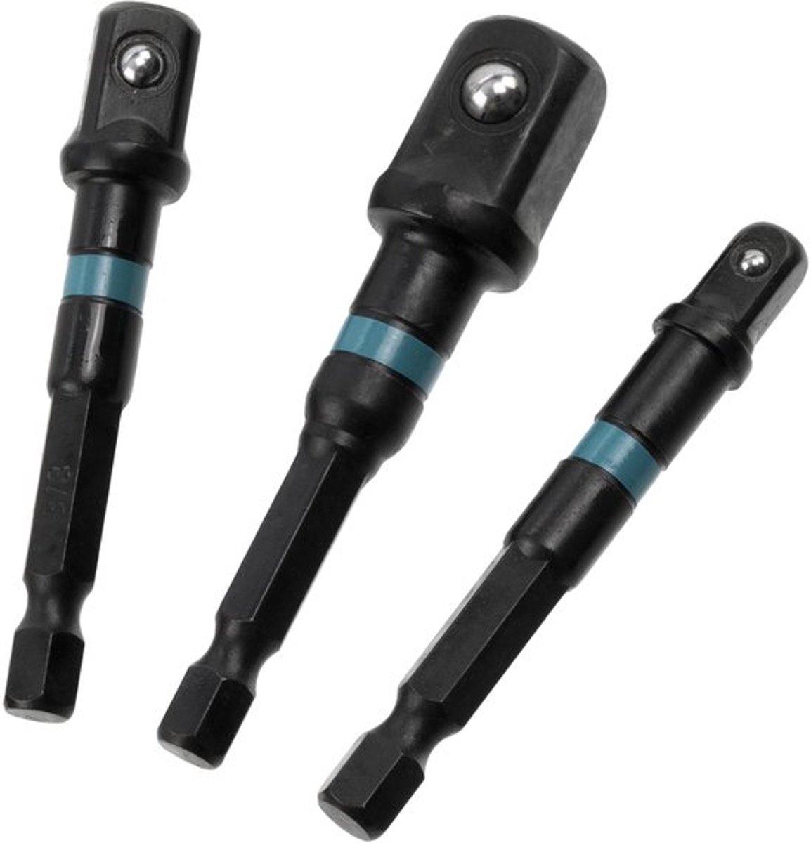 K34648 - Set van 3 1/4" Male Aansluitingen voor 1/2", 3/8", 1/4" - Stalen Adapter voor Ratchet en Elektrische Schroevendraaier