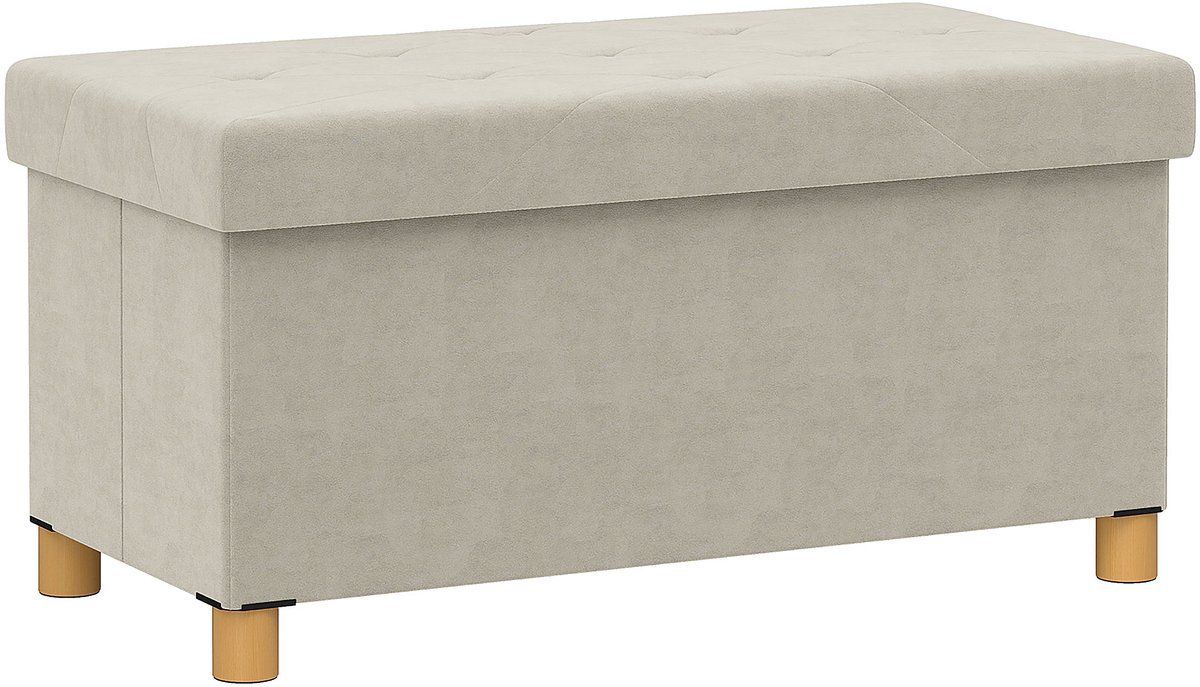 HOMCOM-Opbergpoef-Polyester-76x38x38cm-Crème