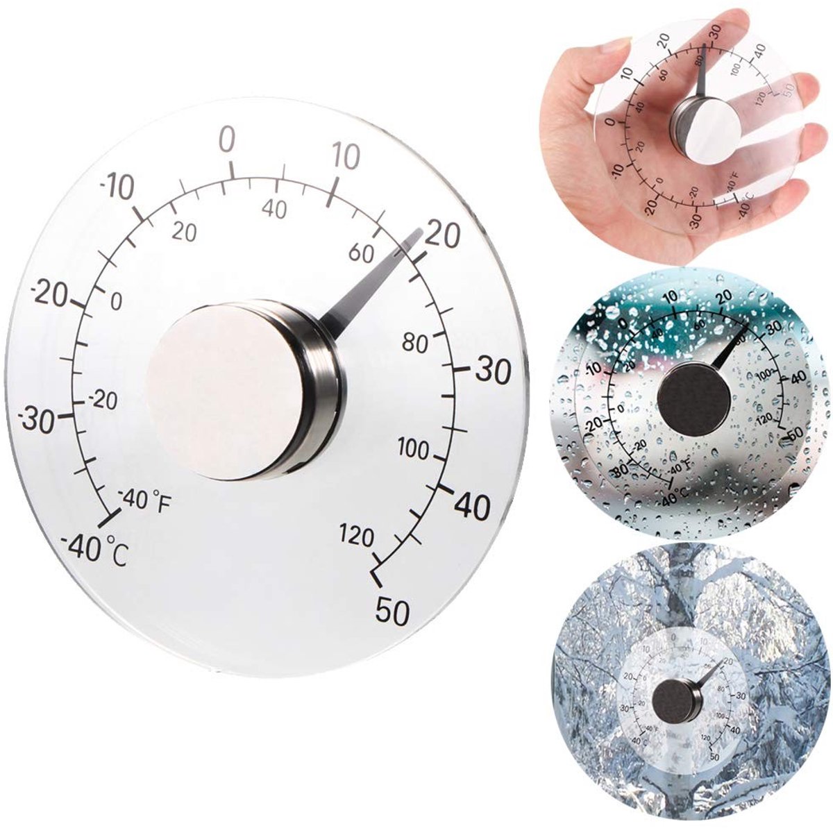Solidchoice - Buitenthermometer, Rond en Batterijloos, Waterdicht