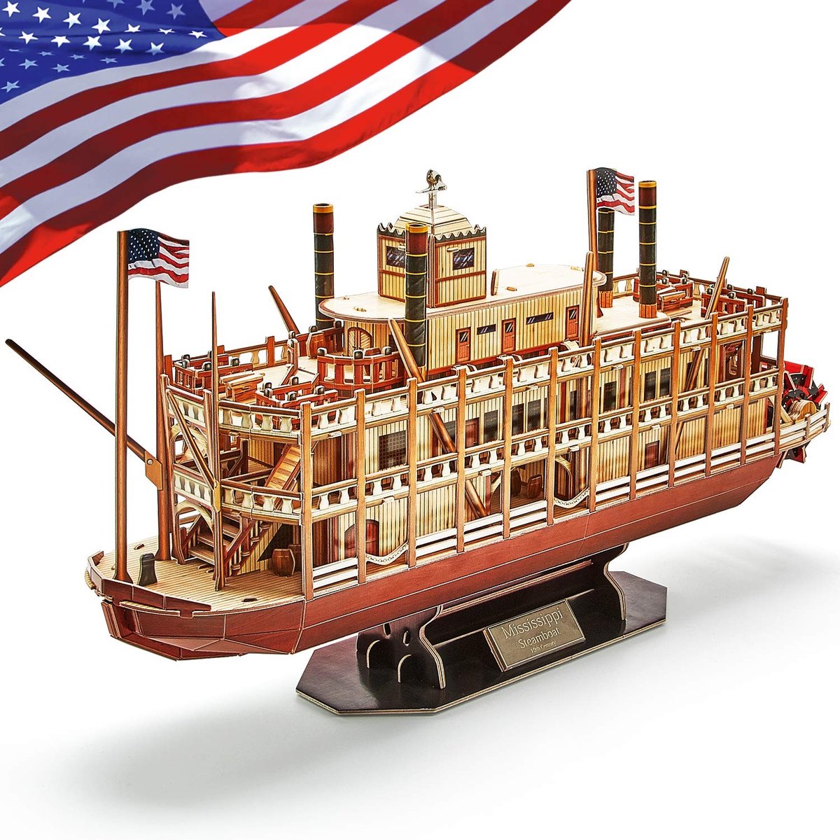 Solidchoice - 3D Puzzel Mississippi Steamer Boot Model Kit met 142 Stukken