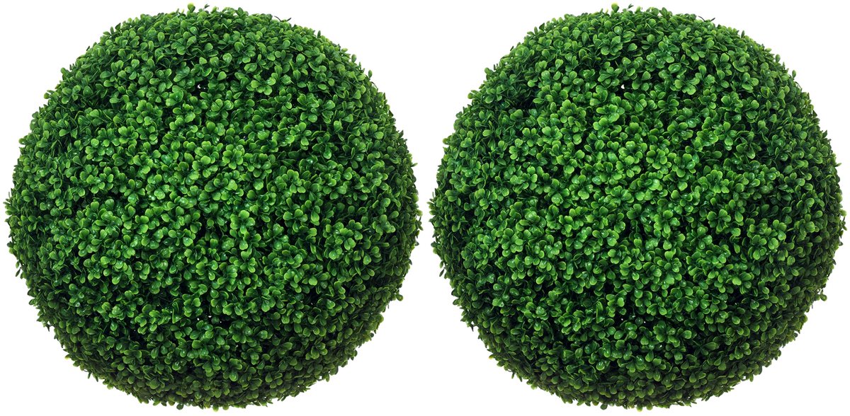 Homcom kunstplant buxusbol set van 2 - Kunstbuxus, decoratieve kunstplant - Groen