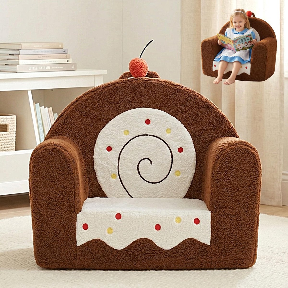 Solidchoice - Zacht Sherpa Kinder Sofa voor Kinderen van 1-6 Jaar