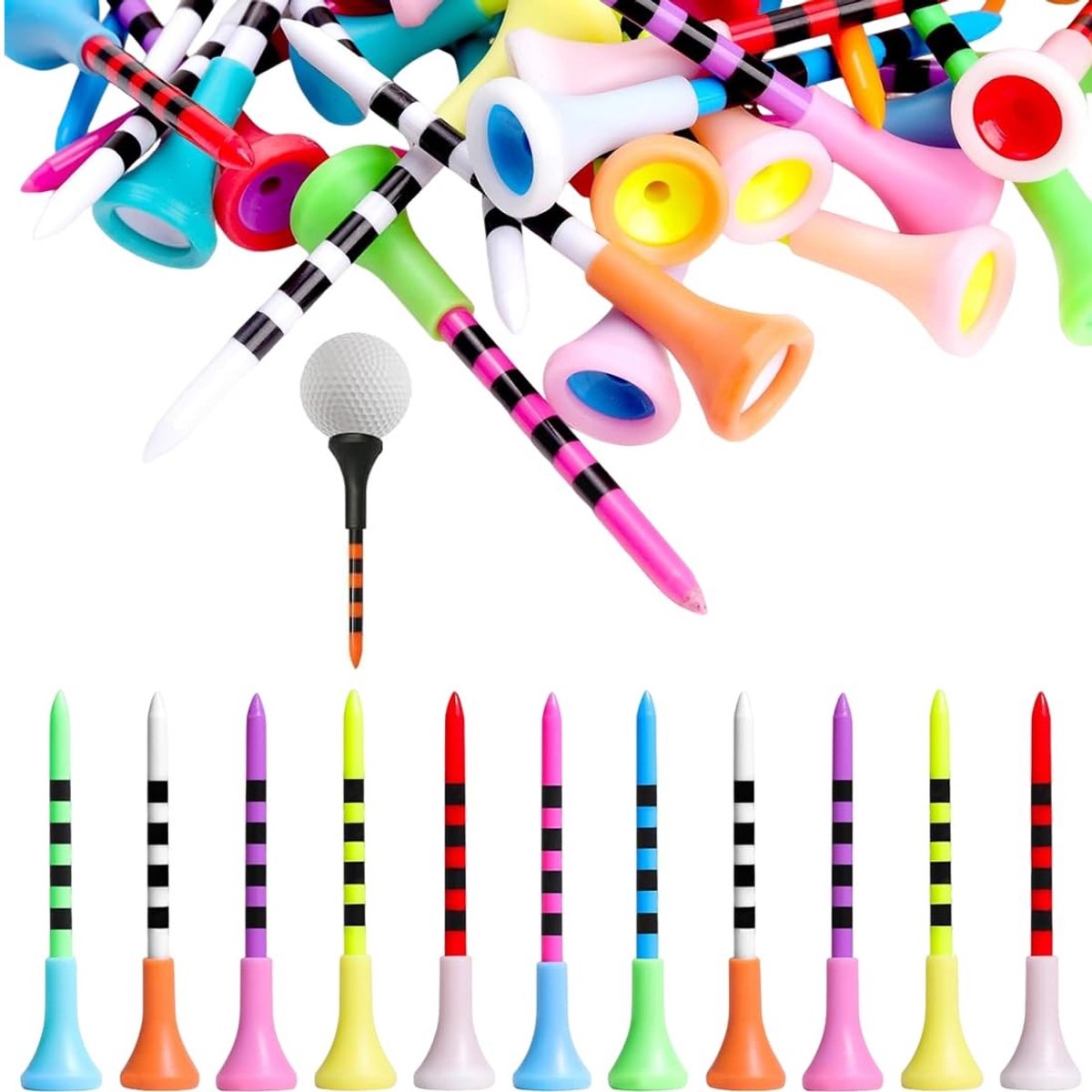Solidchoice - Set van 25 Duurzame Golftees met Rubberen Bovenkant