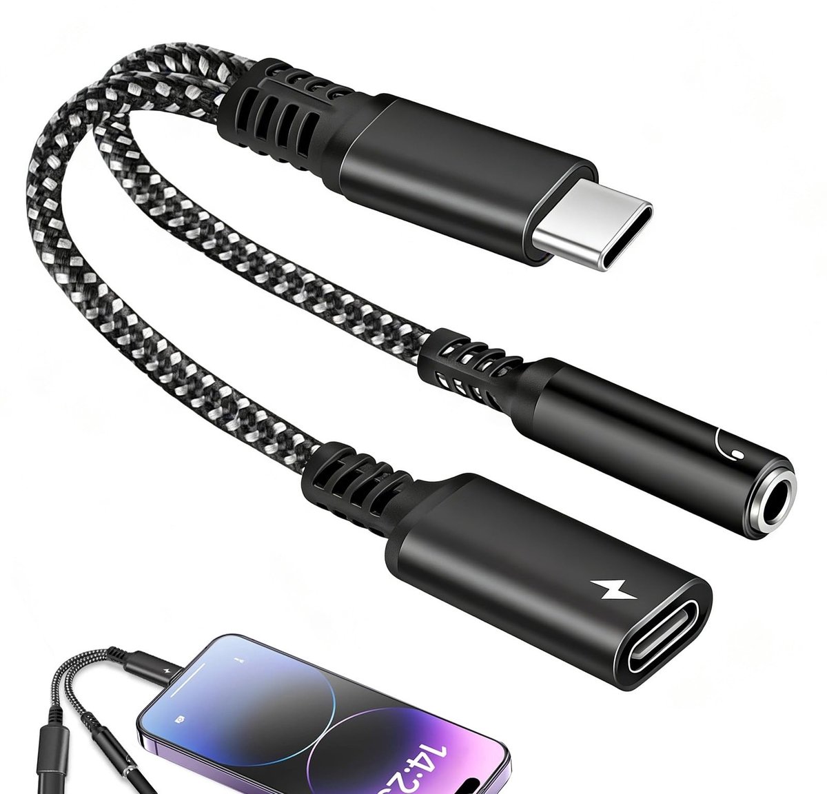 Solidchoice - USB C naar Jack 3.5 mm 2-in-1 Adapter