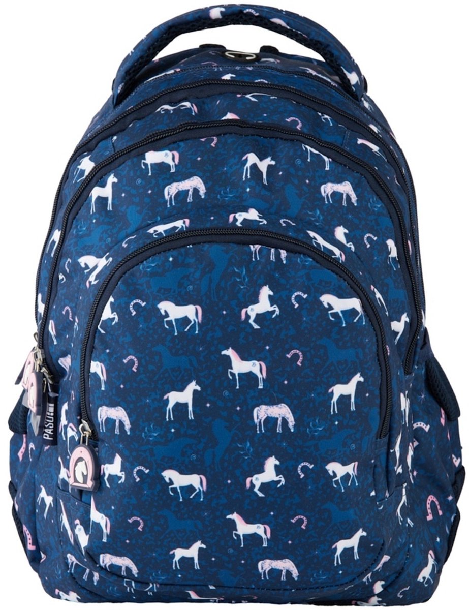 Paso Paarden Rugzak Schooltas Meisjes 1-3 Klas Blauw 38x29x17cm