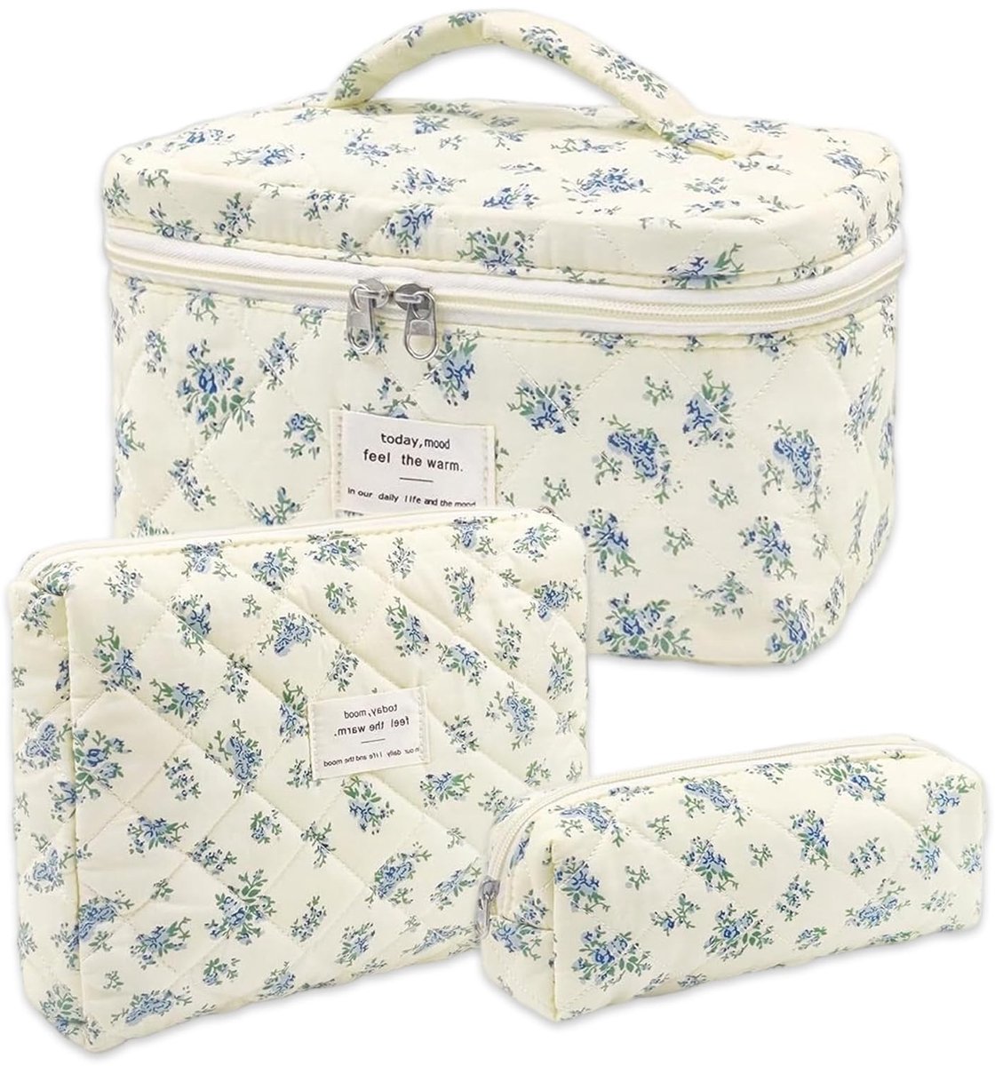 Solidchoice - Set van 3 Floral Make-up Tassen voor Reizen