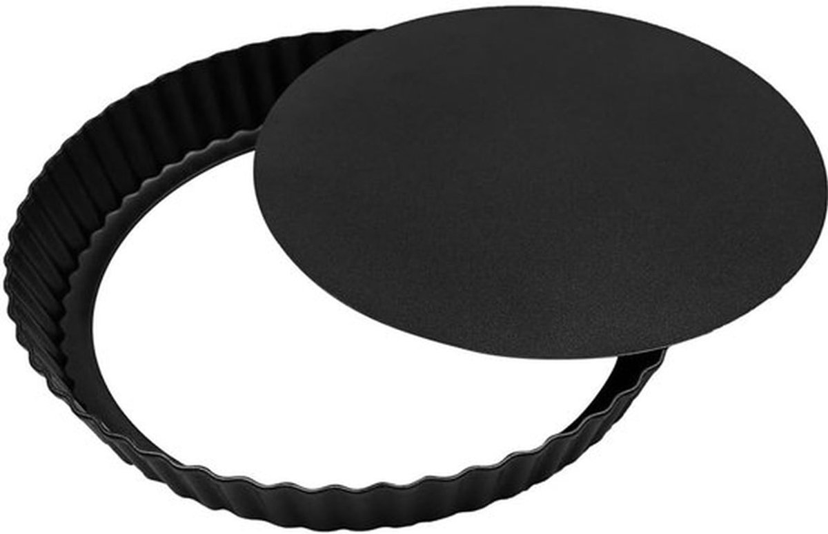 Quiche Schotel 20 cm - Antiaanbakvorm - Carbon Staal - Hittebestendig tot 230°C - Verwijderbare Basis - Duurzaam en Robuust - Taartvorm
