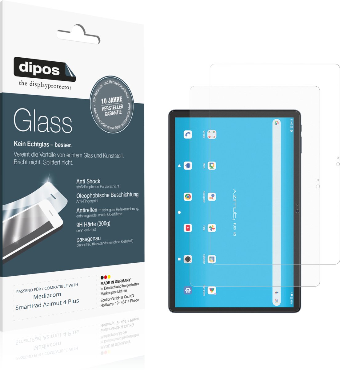 dipos – 2x Matte Pantserfolie geschikt voor Mediacom SmartPad Azimut 4 Plus | 9H Screenprotector
