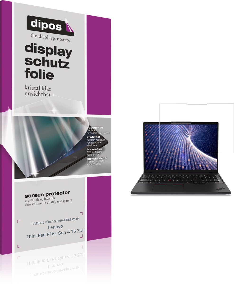 dipos – 2x Beschermfolie geschikt voor Lenovo ThinkPad P16s Gen 4 16 Zoll | Krasbestendige & heldere Screenprotector Ultra-Thin