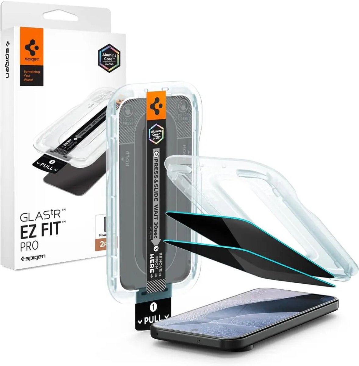 Spigen Privacy Glass Geschikt voor Google Pixel 11 Pro XL - EZ Fit GLAS.tR - 9H Tempered Glass Screen Protector - Case Friendly - Gemakkelijke Installatie - 2-Pack