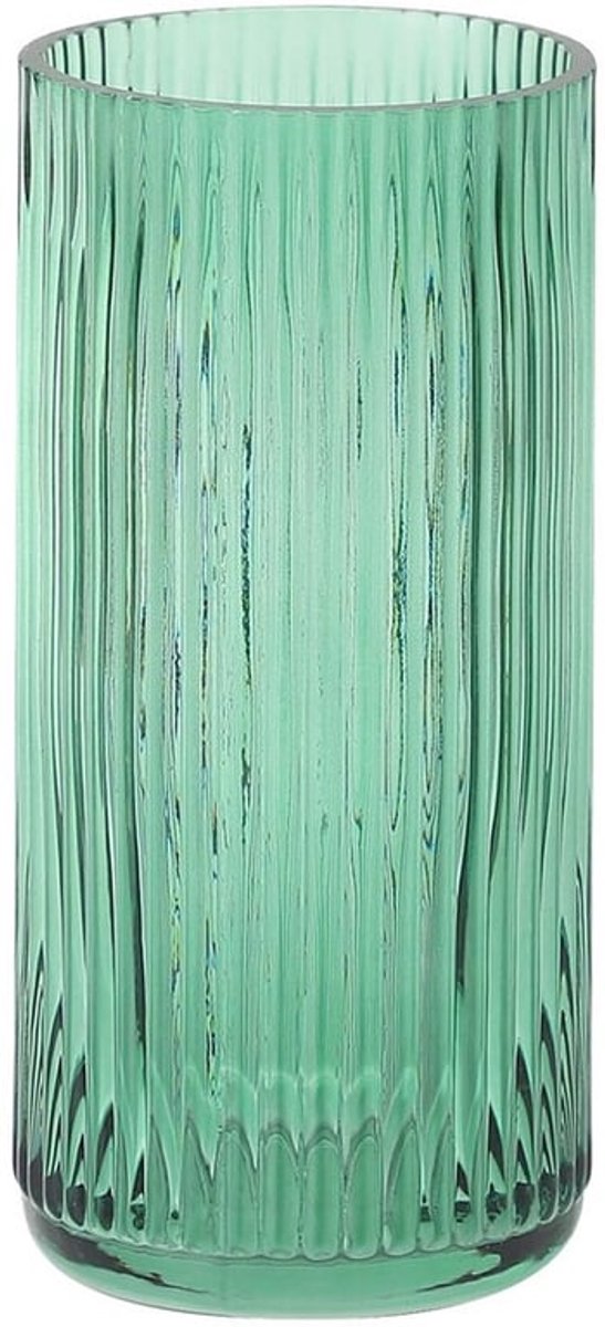 Glazen Vaas Geribbeld 20 cm - Bloemenvazen voor Binnen - Moderne Vaas - Vaasje voor Boeket - Decoratieve Vaas - Geschikt voor Woonkamer/Kantoor - Bloemenvase