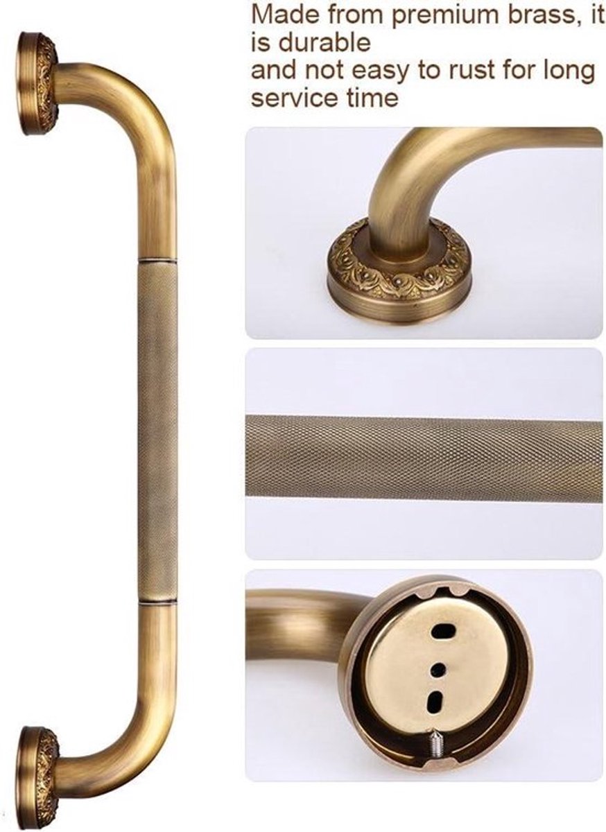 Messing Antieke Stijl Veiligheidsbeugel voor Douche Ruimte - Roestvrijstalen Bad Veiligheidsbeugel - Gebogen Handvat - Badkamer Accessoire