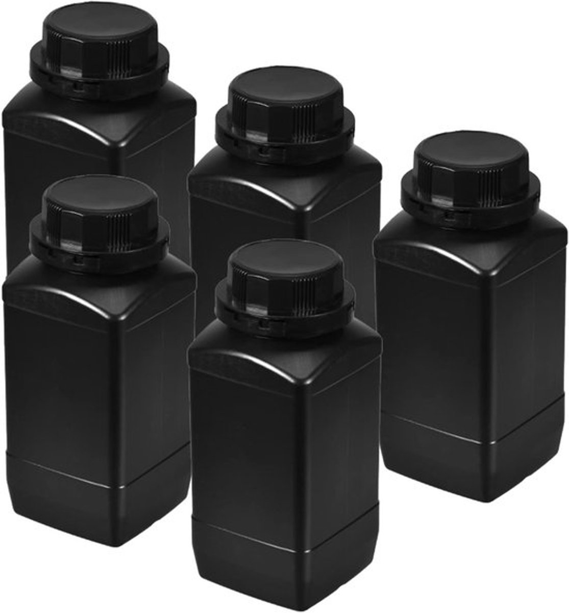 5 Stuks Chemische Reagent Flessen, Brede Opening Laboratorium Containers | Vloeistof Opslag, Ideaal voor Laboratoria, Winkels en Fabrieken (Zwart, 33oz)