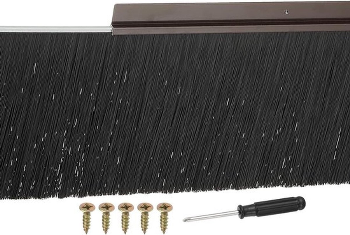 Deurborstel met 15 cm borstelharen en 120 cm lange H-vorm houder voor effectieve deurafdichting, ideaal voor garage en oprolbare deuren, bruin/zwart