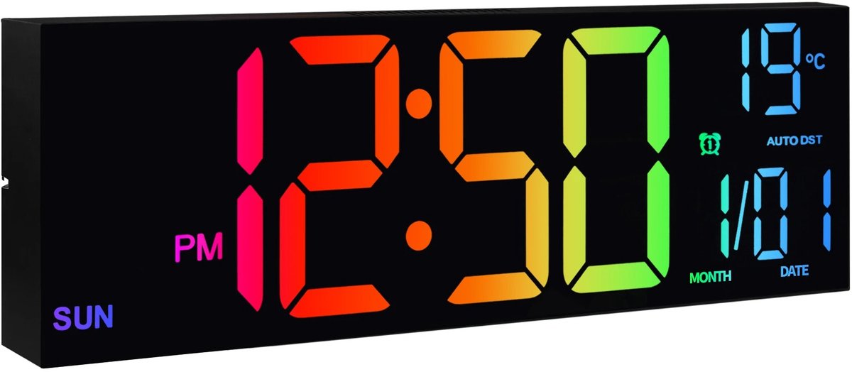 Digitale Wandklok 6.1 inch - Met prettig leesbare grote Cijfers - Wekker en Klok in 1 - Voor Woonkamer, Slaapkamer, Kantoor of sportruimte, finess ruimte, yogaruimte, meditatieruimte