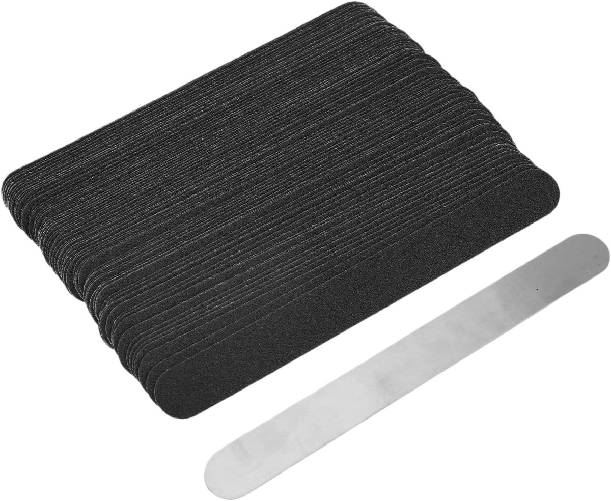 Herbruikbare Vijl Set voor Nagels - 100 Stuks Vijlstrips met RVS Basisplaat voor Nagelvormgeving en Nagelkunst