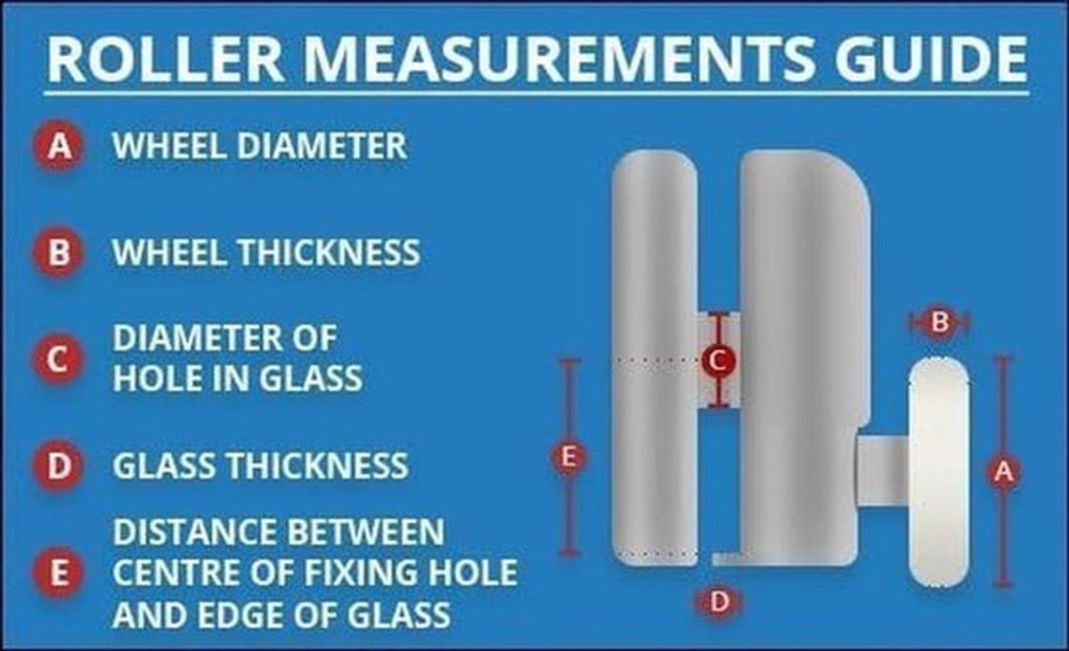 Wieltjes voor douchecabinedeur - 4 stuks - 23 mm diameter - Messing/Kunststof - Geschikt voor 4-6 mm glas - Eenvoudig schuiven - Douchewielen