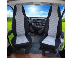 Premium Camper stoelhoezen voor ISRI WMI701 in Zwart/Grijs (2 losse stoelen)