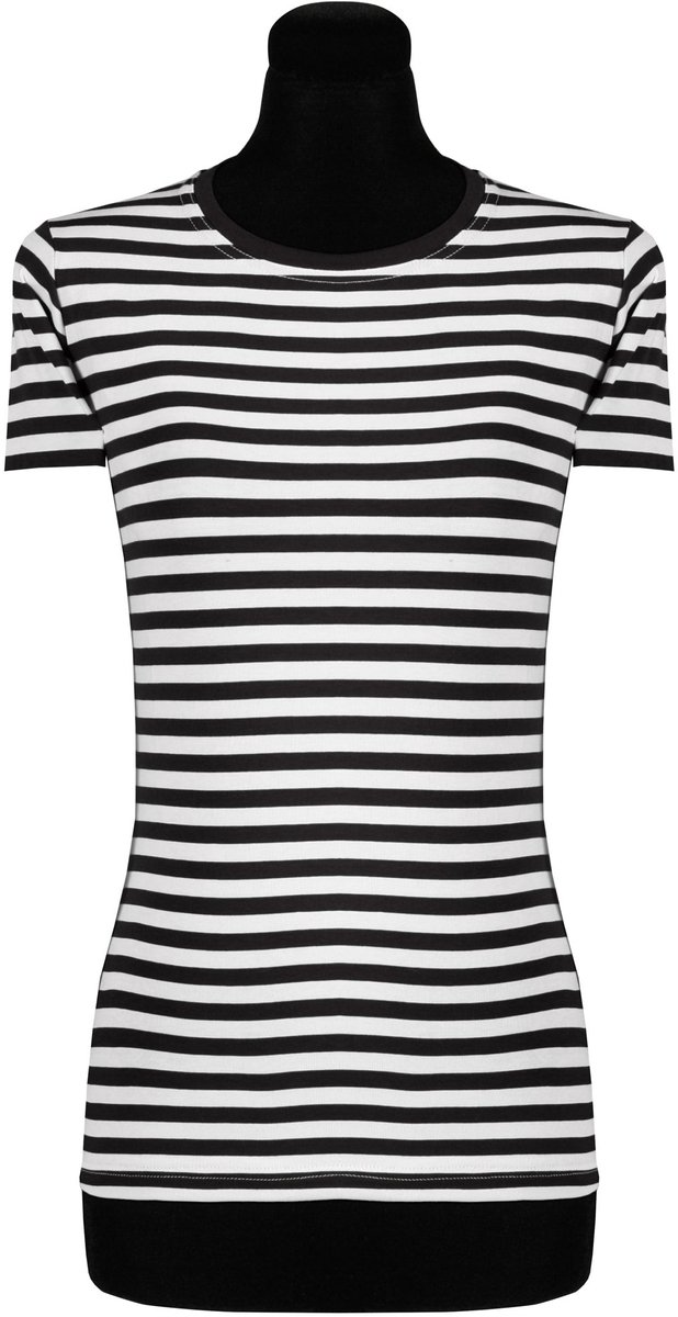 Dames gestreept shirt korte mouw zwart-wit – geschikt voor dagelijks gebruik - voor carnaval & feest