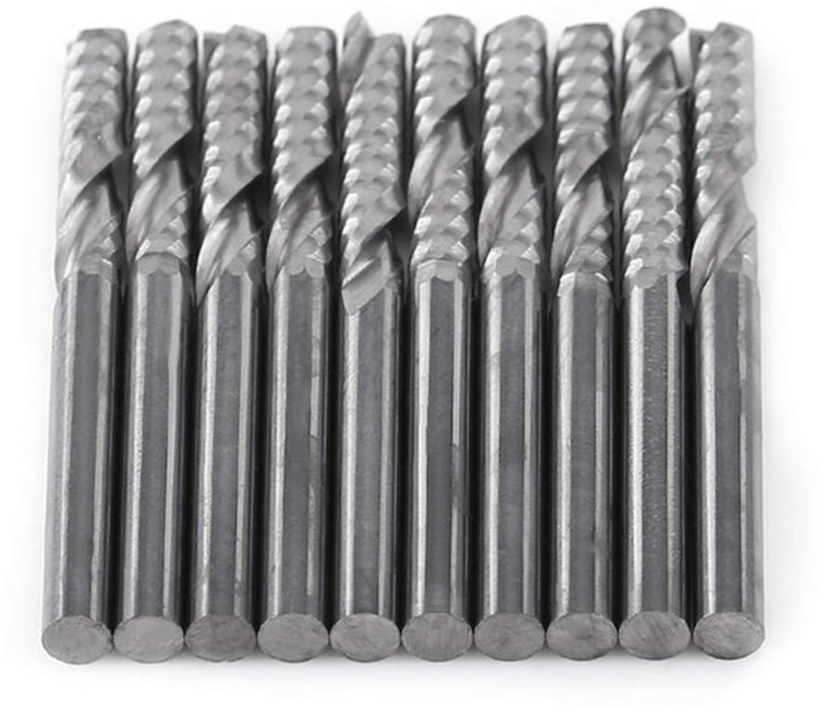 Spiraalfrees 10 stuks - CNC frezen - 4 mm schacht - Enkele Fluit - Snijden Acryl/PVC/MDF - Tungstencarbide