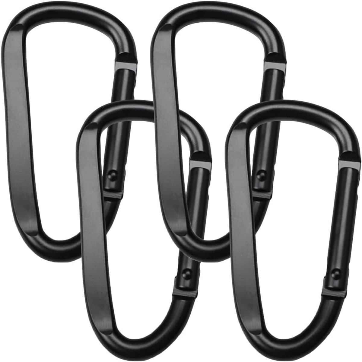 Set van 4 Aluminium Karabijnhaken, Duurzaam en Sterk voor Kamperen, Wandelen en Outdoor Activiteiten - Zwart