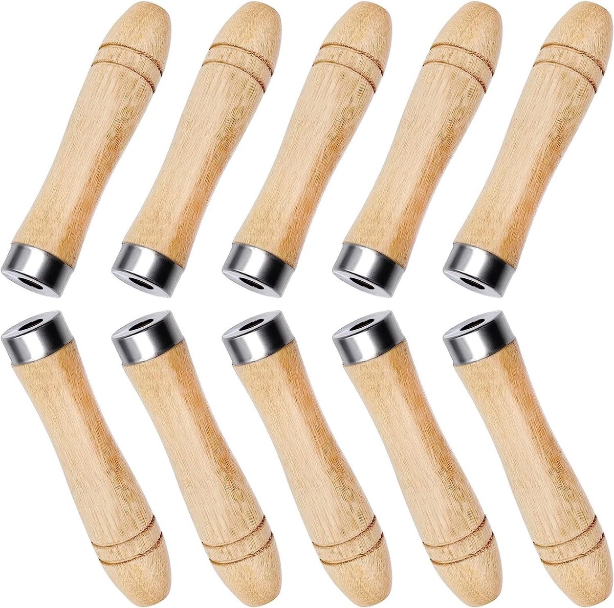 Houten Vijlhandgrepen Set van 10 Stuks, Veilig en Duurzaam voor Vijlvervanging en Handgereedschap - 11 cm Lengte (6 mm Gat)