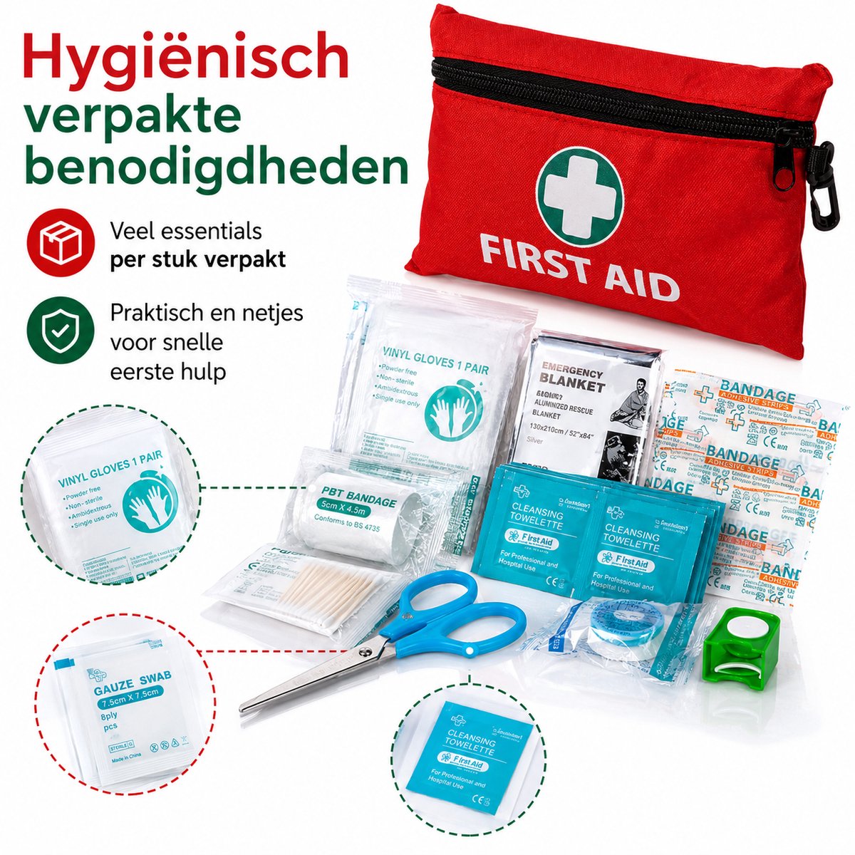 Twenty4seven® EHBO Kit 110 Delig - Verbanddoos & Koffer - Noodpakket met Verband - Draagbaar voor Thuis, Bedrijf, Auto & Op Reis – foto 7