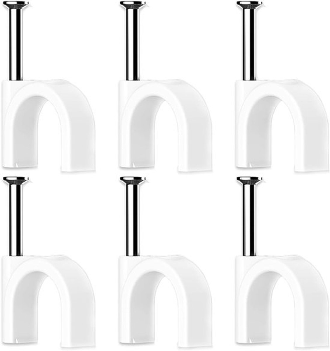 Kabelclips voor muur en plafond, 60 stuks, wit, met spijkers, ideaal voor kabelbeheer en organisatie