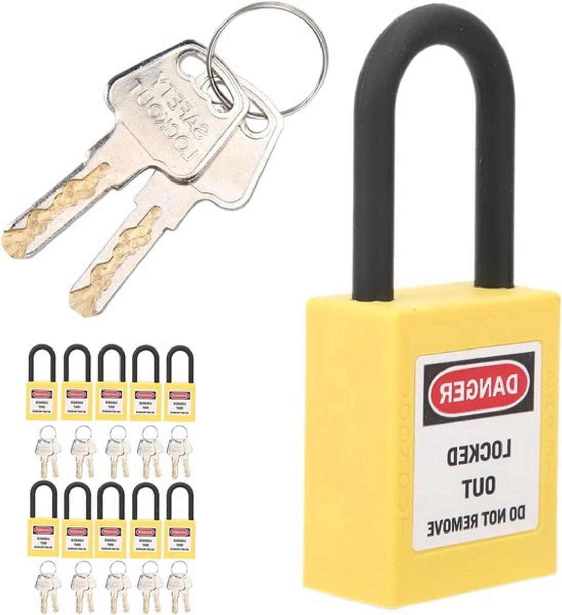 Veiligheidslot Set met 10 Hangsloten en 20 Sleutels - Stofdichte Lockout Tagout Oplossing voor Industrie, Isolatiefabrieken en Veiligheidsmaatregelen