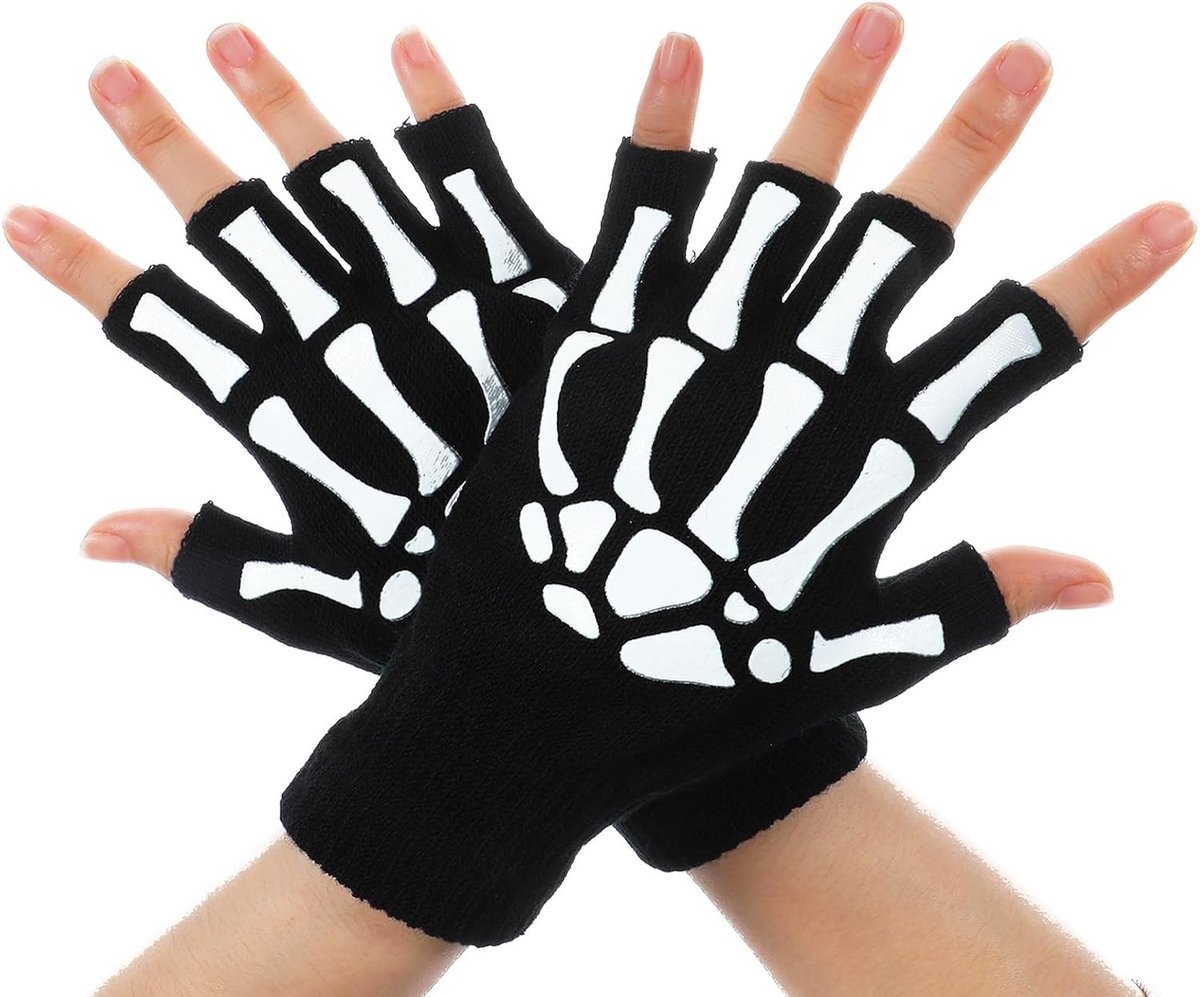 Halloween Skelet Handschoenen - Vingerloze Botten Handschoenen voor Mannen, Vrouwen en Kinderen - Unisex Punk Goth Accessoires voor een Donker Halloween Kostuum