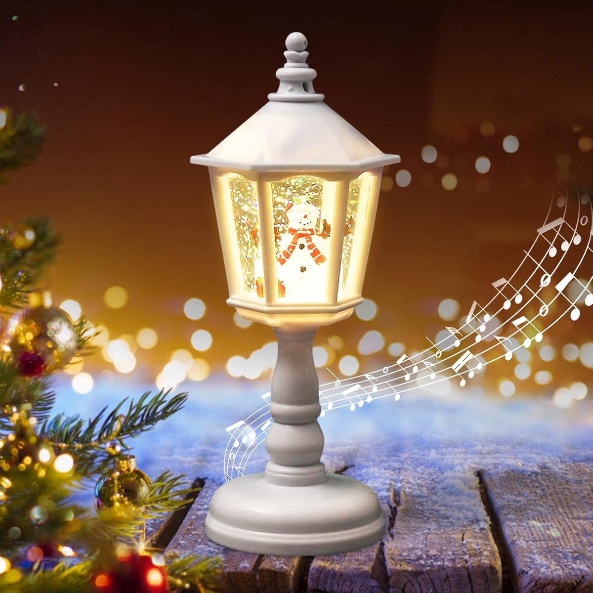 Sneeuwglobe met muziekdoos en LED verlichting - kerstdecoratie - sfeervol en betoverend - perfect voor de feestdagen - ShopVlot